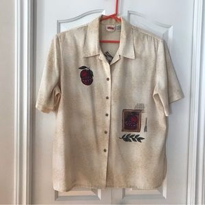 Vintage ALIA Short Sleeve Front/Back Design Full Button Blouse size 18